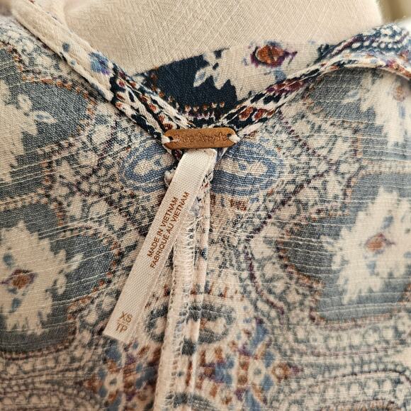 FREE PEOPLE Smooth Talker Antique Combo Back Cut Out Pullover Tunic Dress Sz XS - Picture 3 of 16